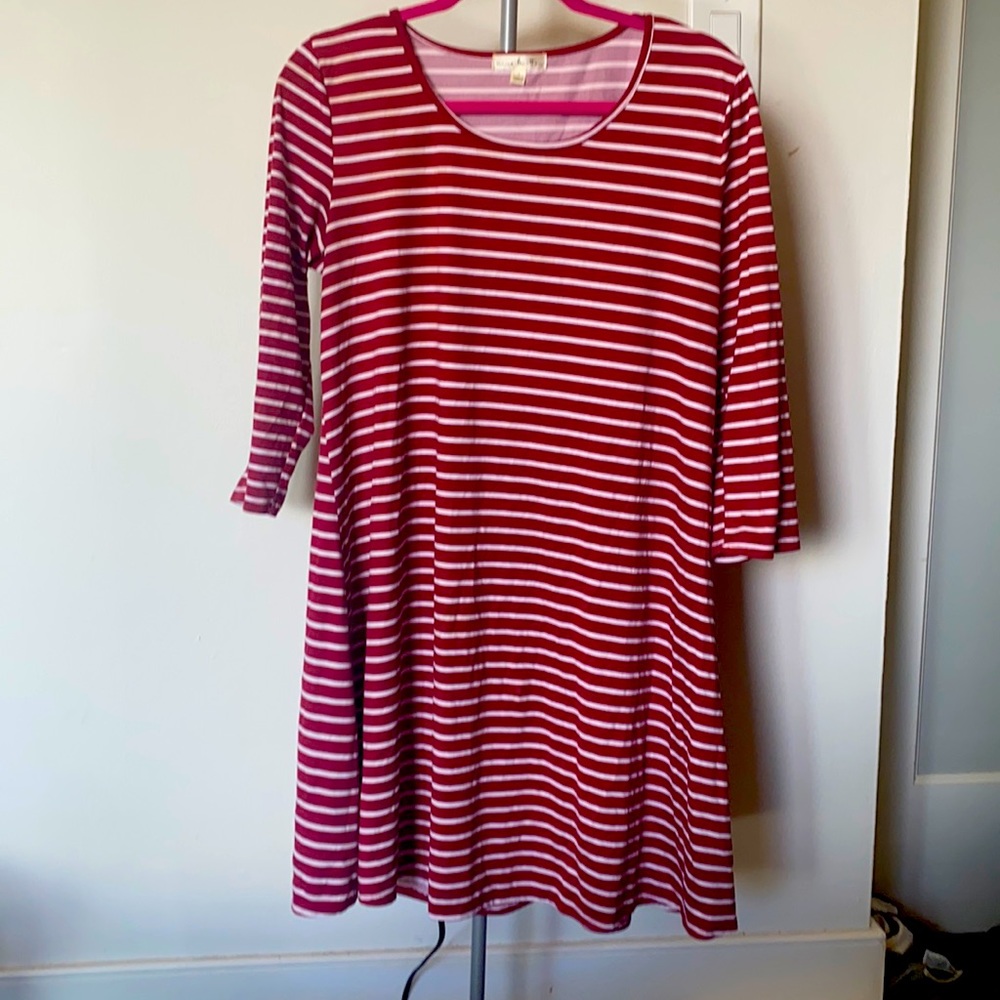 Nine Britton size L red and white stripe shift dress